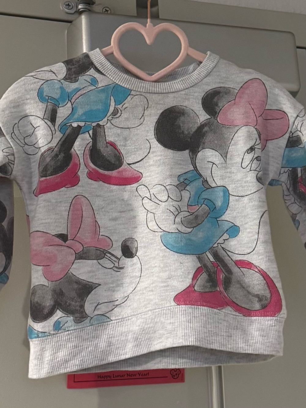 Disney Minnie Mouse Pullover Sweatshirt - Pink & Blue on Gray